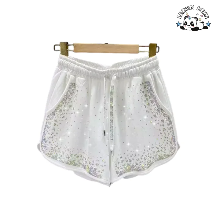 LEZONKIDS - Shorts curtos casuais personalizáveis de cintura alta de verão para crianças de 2 a 14 anos